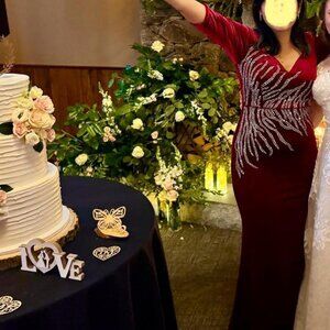 Elegant Burgundy Pure Velvet Bridesmaid Gown